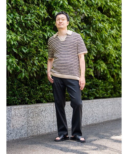 Banana Republic(バナナリパブリック)の「コットンブレンド ブークレ ストライプ ニットポロシャツ(ニット/セーター・メンズ・ナチュラル・S/M/L/XL)」の6枚目の写真