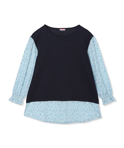 Petit Honfleur(プチオンフルール)の「【Liberty】リバティレイヤード風プルオーバー【オーガニックコットンブレンド・UVカット・接触冷感】(Tシャツ/カットソー・レディース・ネイビー/グレー・M/L)」の15枚目の写真