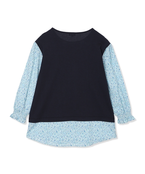 Petit Honfleur(プチオンフルール)の「【Liberty】リバティレイヤード風プルオーバー【オーガニックコットンブレンド・UVカット・接触冷感】(Tシャツ/カットソー・レディース・ネイビー/グレー・M/L)」の16枚目の写真