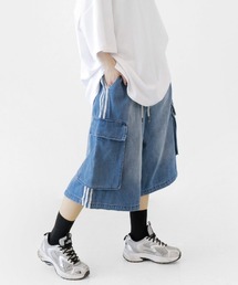 トラックラインデニムバミューダパンツ