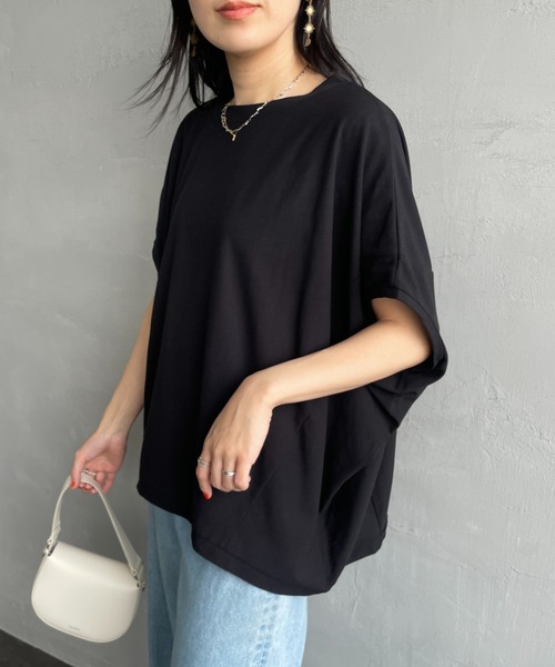 mizuiroind（ミズイロインド）の「[mizuiro ind/ミズイロインド] コクーンワイド プルオーバーTシャツ（Tシャツ/カットソー・レディース・オフホワイト/ブラック・F）」の2枚目の写真