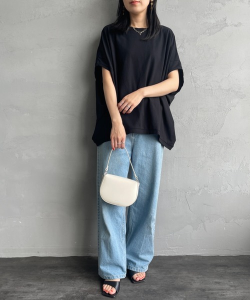 mizuiroind（ミズイロインド）の「[mizuiro ind/ミズイロインド] コクーンワイド プルオーバーTシャツ（Tシャツ/カットソー・レディース・オフホワイト/ブラック・F）」の13枚目の写真