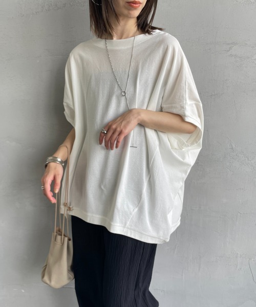 mizuiroind（ミズイロインド）の「[mizuiro ind/ミズイロインド] コクーンワイド プルオーバーTシャツ（Tシャツ/カットソー・レディース・オフホワイト/ブラック・F）」の14枚目の写真
