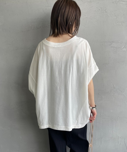 mizuiroind（ミズイロインド）の「[mizuiro ind/ミズイロインド] コクーンワイド プルオーバーTシャツ（Tシャツ/カットソー・レディース・オフホワイト/ブラック・F）」の17枚目の写真