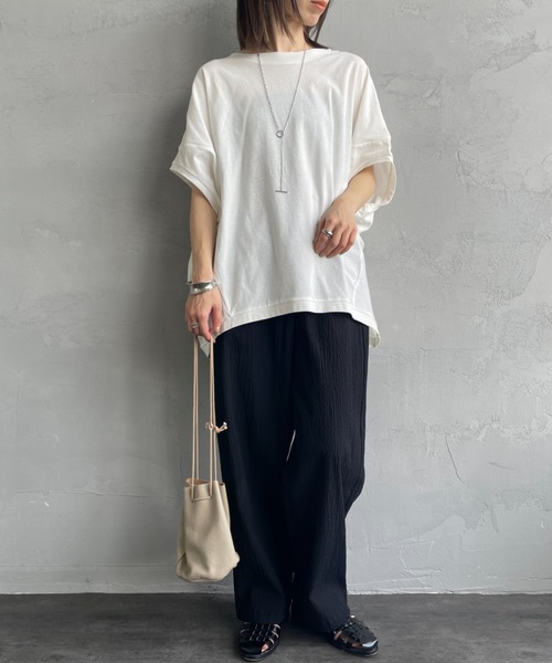 mizuiroind（ミズイロインド）の「[mizuiro ind/ミズイロインド] コクーンワイド プルオーバーTシャツ（Tシャツ/カットソー・レディース・オフホワイト/ブラック・F）」の18枚目の写真