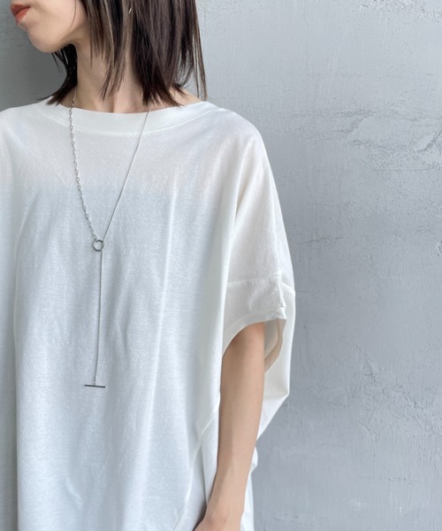 mizuiroind（ミズイロインド）の「[mizuiro ind/ミズイロインド] コクーンワイド プルオーバーTシャツ（Tシャツ/カットソー・レディース・オフホワイト/ブラック・F）」の21枚目の写真
