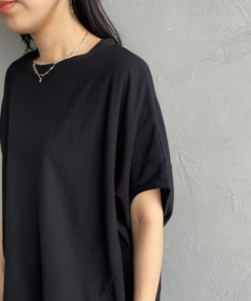 mizuiroind（ミズイロインド）の「[mizuiro ind/ミズイロインド] コクーンワイド プルオーバーTシャツ（Tシャツ/カットソー・レディース・オフホワイト/ブラック・F）」の5枚目の写真