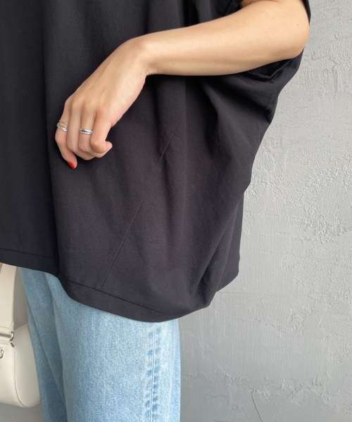mizuiroind（ミズイロインド）の「[mizuiro ind/ミズイロインド] コクーンワイド プルオーバーTシャツ（Tシャツ/カットソー・レディース・オフホワイト/ブラック・F）」の6枚目の写真