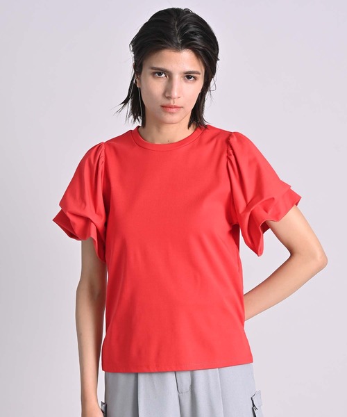 RAW FUDGE（ローファッジ）の「フライス×シルケットタックスリーブプルオーバー（Tシャツ/カットソー・レディース・オフホワイト/チャコールグレー/ブラック/レッド・M）」の4枚目の写真