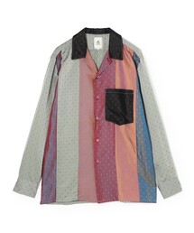 mando（マンド）の「mando キュプラオープンカラーロングスリーブパッチワークシャツ（シャツ/ブラウス）」