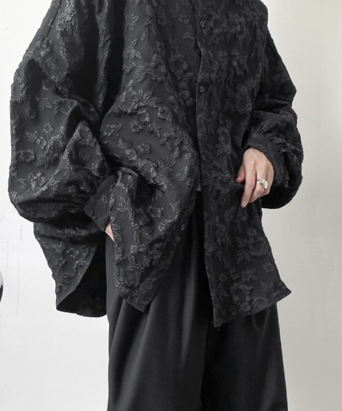 KELVIN（ケルヴァン）の「Jacquard Texture Oversized Shirt ジャガードテクスチャー オーバーサイズシャツ（シャツ/ブラウス・メンズ・ブラック/ホワイト・MEDIUM/LARGE）」の6枚目の写真