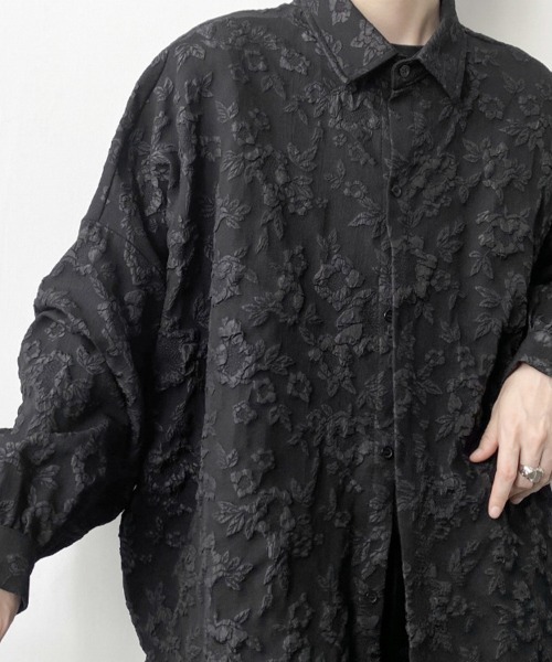 KELVIN（ケルヴァン）の「Jacquard Texture Oversized Shirt ジャガードテクスチャー オーバーサイズシャツ（シャツ/ブラウス・メンズ・ブラック/ホワイト・MEDIUM/LARGE）」の7枚目の写真