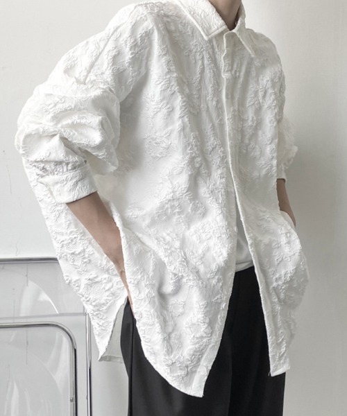 KELVIN（ケルヴァン）の「Jacquard Texture Oversized Shirt ジャガードテクスチャー オーバーサイズシャツ（シャツ/ブラウス・メンズ・ブラック/ホワイト・MEDIUM/LARGE）」の10枚目の写真