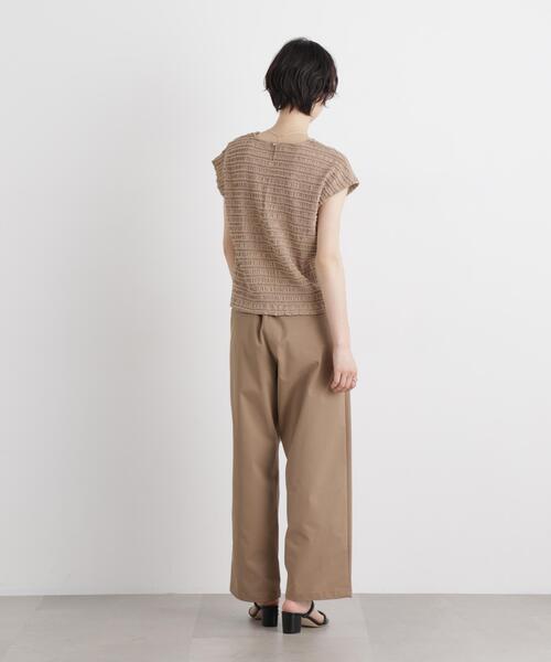 NANO universe（ナノユニバース）の「カットジャガードフレンチスリーブトップス(セットアップ可)（Tシャツ/カットソー・レディース・グリーン/ブラック/ベージュ・FREE）」の18枚目の写真