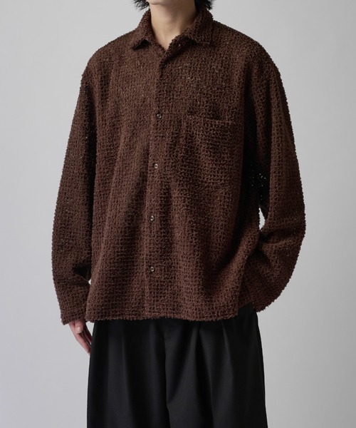 Lui's(ルイス)の「フェザーチュールワイドシャツ(シャツ/ブラウス・メンズ・ブラウン/ブラック・M/S)」の1枚目の写真