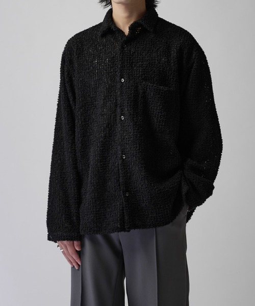 Lui's(ルイス)の「フェザーチュールワイドシャツ(シャツ/ブラウス・メンズ・ブラウン/ブラック・M/S)」の2枚目の写真