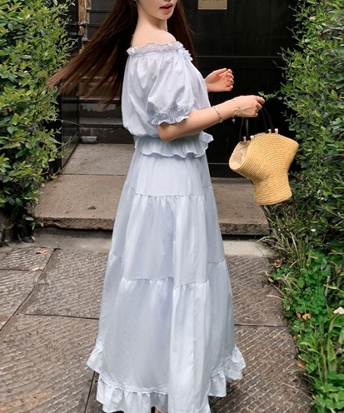 AMAJI(アマジ)の「キャミソール+ハイウエスト スカート セットアップ(セットアップ・レディース・ライトブルー・SMALL/MEDIUM/LARGE/X-LARGE)」の3枚目の写真