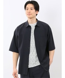 シャツ メンズ 半袖 ストレッチ 軽量 ナイロン混 セットアップ可能 レギュラーカラー