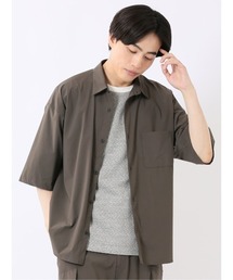 軽量 ストレッチ ナイロン混 半袖 シャツ セットアップ可能 メンズ