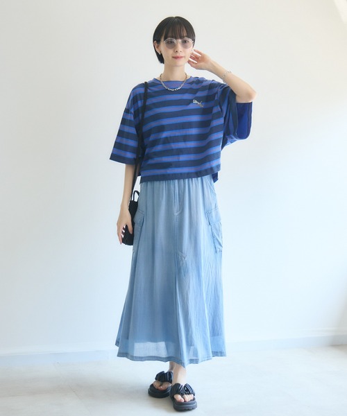 Paradise Picnic(パラダイスピクニック)の「TRANOI. ワイドボーダーTシャツ(Tシャツ/カットソー・レディース・ブルー/チャコールグレー/ミント・FREE)」の16枚目の写真