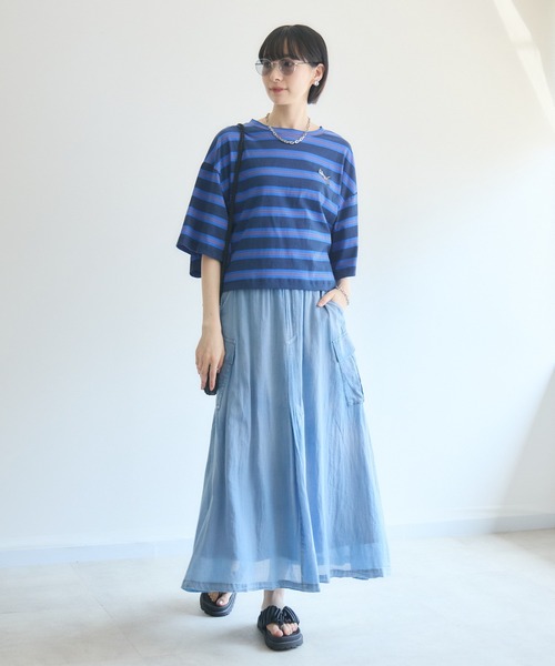 Paradise Picnic(パラダイスピクニック)の「TRANOI. ワイドボーダーTシャツ(Tシャツ/カットソー・レディース・ブルー/チャコールグレー/ミント・FREE)」の18枚目の写真
