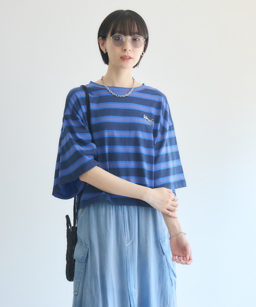 Paradise Picnic(パラダイスピクニック)の「TRANOI. ワイドボーダーTシャツ(Tシャツ/カットソー・レディース・ブルー/チャコールグレー/ミント・FREE)」の9枚目の写真
