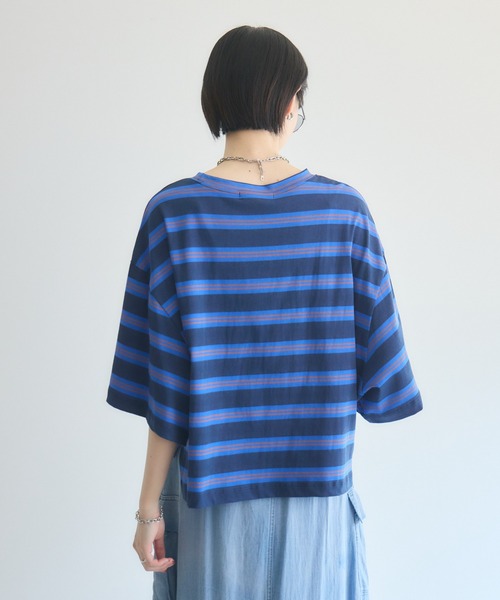 Paradise Picnic(パラダイスピクニック)の「TRANOI. ワイドボーダーTシャツ(Tシャツ/カットソー・レディース・ブルー/チャコールグレー/ミント・FREE)」の13枚目の写真