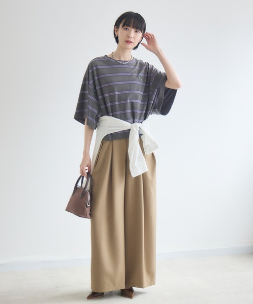 Paradise Picnic(パラダイスピクニック)の「TRANOI. ワイドボーダーTシャツ(Tシャツ/カットソー・レディース・ブルー/チャコールグレー/ミント・FREE)」の5枚目の写真