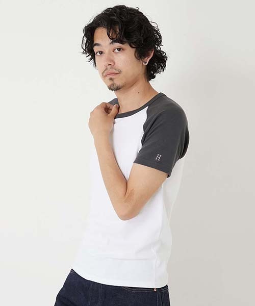 HOLLYWOOD RANCH MARKET（ハリウッドランチマーケット）の「ストレッチフライス 2TONE ラグランショートスリーブTシャツ（その他トップス・メンズ・チャコール・XL/L/M/S）」の2枚目の写真