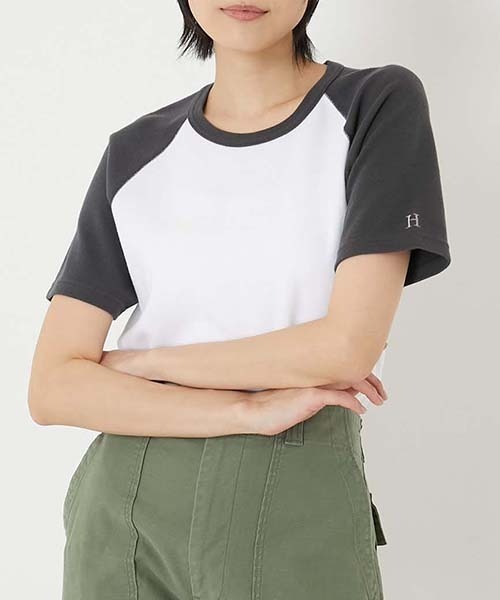 HOLLYWOOD RANCH MARKET（ハリウッドランチマーケット）の「ストレッチフライス 2TONE ラグランショートスリーブTシャツ（その他トップス・メンズ・チャコール・XL/L/M/S）」の4枚目の写真