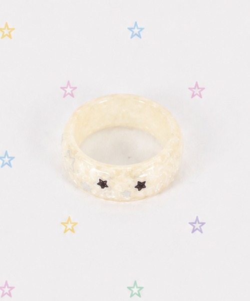 nini toys(ニニトイズ)の「【nini toys】クリアリング/スター(リング・レディース・アイボリー/クリア/ピンク・13)」の2枚目の写真