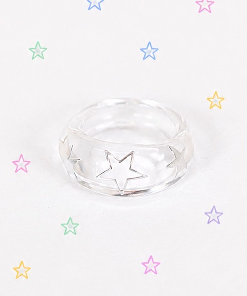nini toys(ニニトイズ)の「【nini toys】クリアリング/スター(リング・レディース・アイボリー/クリア/ピンク・13)」の1枚目の写真