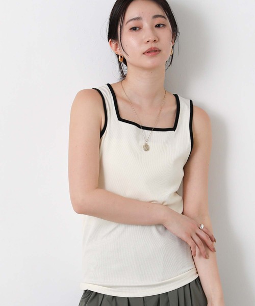 Gready Brilliant(グレディブリリアン)の「テレコ配色2wayタンク(タンクトップ・レディース・ブルー系/ホワイト×ブラウン/グレー×ホワイト・FREE)」の2枚目の写真