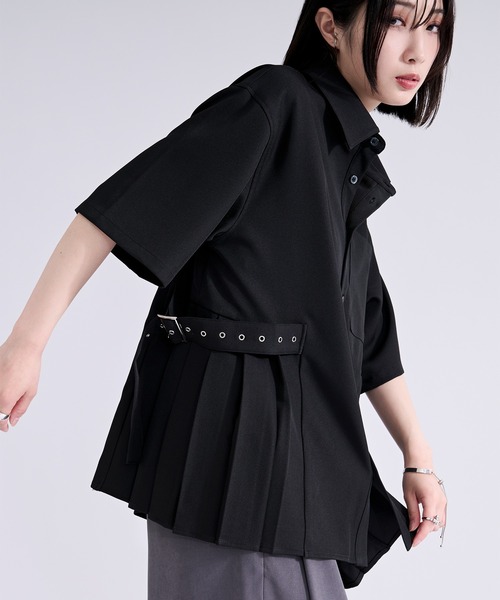 ☆マネキン超得セット☆Pagelo Vintage シャツ＆ベスト　L サイドプリーツハトメベルトシャツ/SS（シャツ/ブラウス）｜Ellno