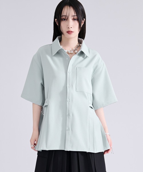 Ellno Loset（エルノロゼット）の「サイドプリーツハトメベルトシャツ/SS（シャツ/ブラウス・メンズ・ブラック/オフホワイト/ミント・SMALL/MEDIUM/LARGE）」の20枚目の写真