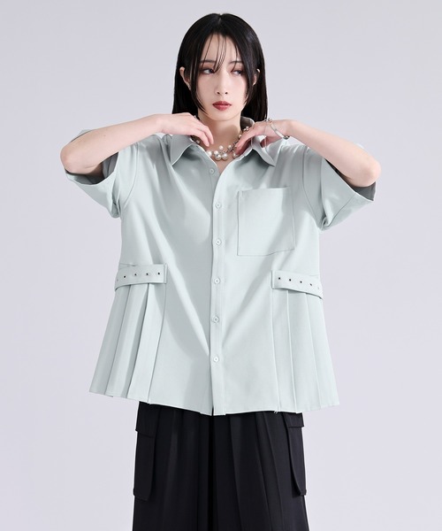 Ellno Loset（エルノロゼット）の「サイドプリーツハトメベルトシャツ/SS（シャツ/ブラウス・メンズ・ブラック/オフホワイト/ミント・SMALL/MEDIUM/LARGE）」の22枚目の写真