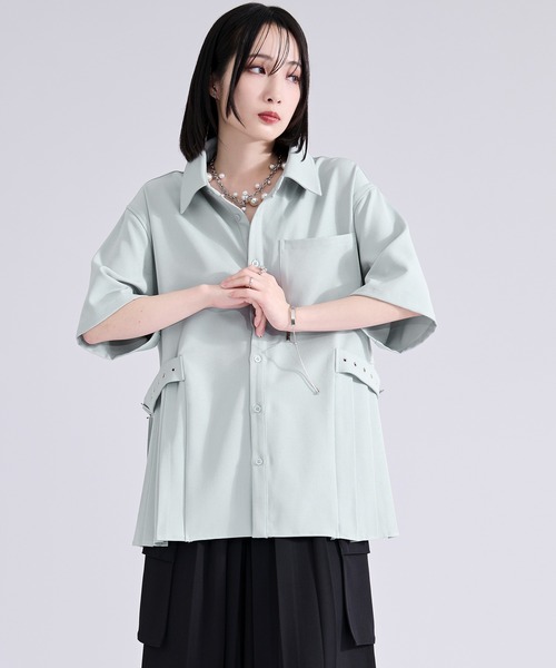 Ellno Loset（エルノロゼット）の「サイドプリーツハトメベルトシャツ/SS（シャツ/ブラウス・メンズ・ブラック/オフホワイト/ミント・SMALL/MEDIUM/LARGE）」の21枚目の写真