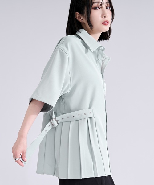 Ellno Loset（エルノロゼット）の「サイドプリーツハトメベルトシャツ/SS（シャツ/ブラウス・メンズ・ブラック/オフホワイト/ミント・SMALL/MEDIUM/LARGE）」の18枚目の写真