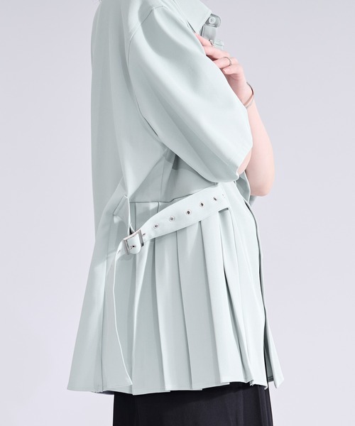 Ellno Loset（エルノロゼット）の「サイドプリーツハトメベルトシャツ/SS（シャツ/ブラウス・メンズ・ブラック/オフホワイト/ミント・SMALL/MEDIUM/LARGE）」の17枚目の写真