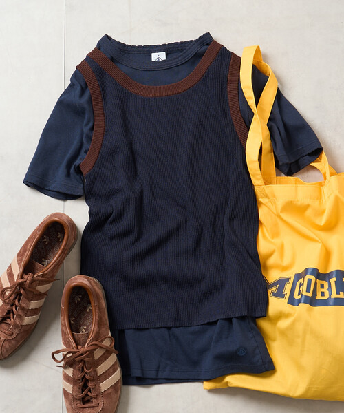 FREAK'S STORE(フリークスストア)の「配色 サマーニット タンクトップ(タンクトップ・レディース・ブラウン/ネイビー/ブラック・フリ-)」の3枚目の写真