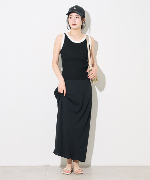 FREAK'S STORE(フリークスストア)の「配色 サマーニット タンクトップ(タンクトップ・レディース・ブラウン/ネイビー/ブラック・フリ-)」の4枚目の写真
