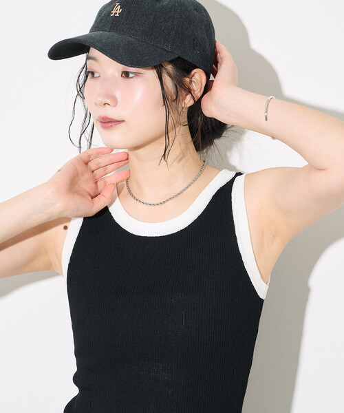 FREAK'S STORE(フリークスストア)の「配色 サマーニット タンクトップ(タンクトップ・レディース・ブラウン/ネイビー/ブラック・フリ-)」の10枚目の写真