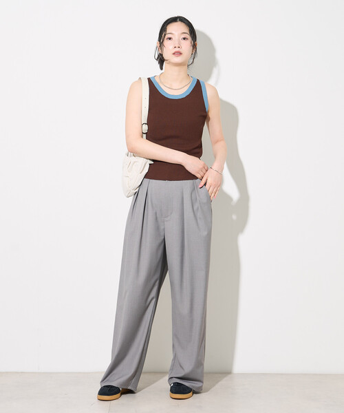 FREAK'S STORE(フリークスストア)の「配色 サマーニット タンクトップ(タンクトップ・レディース・ブラウン/ネイビー/ブラック・フリ-)」の13枚目の写真