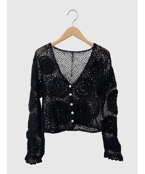 FIKA.(フィーカ)の「Crochet cotton knit cardigan(カーディガン/ボレロ・レディース・ホワイト系/ブラック・MEDIUM)」の6枚目の写真
