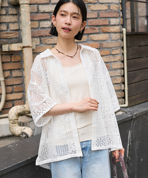 FREAK'S STORE(フリークスストア)の「レースシャツ(シャツ/ブラウス・レディース・ブラック/オフホワイト/ブラウン・フリ-)」の2枚目の写真