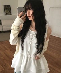 ノースリーブティアードペプラムブラウス