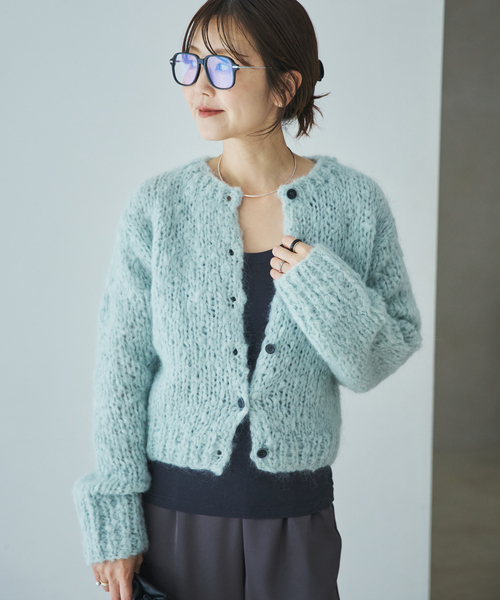 plage(プラージュ)の「HAND KNIT ジャンボタム カーディガン(カーディガン/ボレロ・レディース・サックスブルー/アイボリー・FREE)」の14枚目の写真