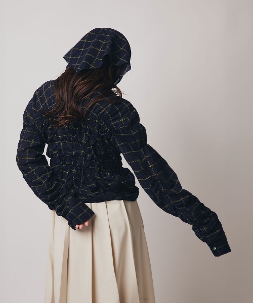 W:Huku（フーク）の「コットン ガーゼ シャーリング シャツ ブラウス / Cotton Gauze Shirring Shirt Blouse（シャツ/ブラウス・レディース・ブラウン/ダークネイビー/アイボリー/ホワイト・FREE）」の15枚目の写真
