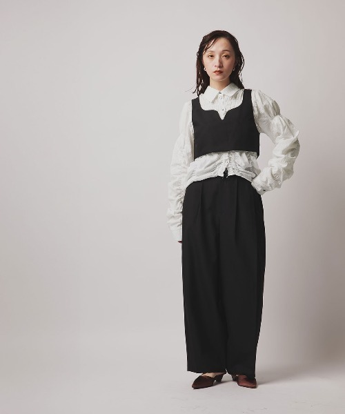W:Huku（フーク）の「コットン ガーゼ シャーリング シャツ ブラウス / Cotton Gauze Shirring Shirt Blouse（シャツ/ブラウス・レディース・ブラウン/ダークネイビー/アイボリー/ホワイト・FREE）」の16枚目の写真