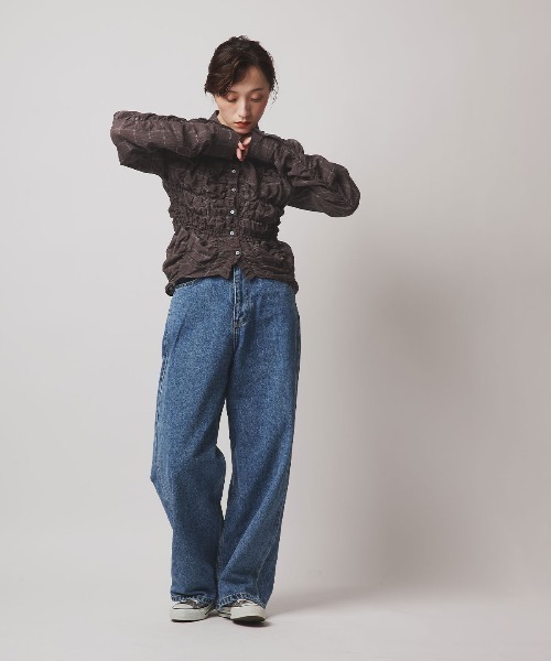 W:Huku（フーク）の「コットン ガーゼ シャーリング シャツ ブラウス / Cotton Gauze Shirring Shirt Blouse（シャツ/ブラウス・レディース・ブラウン/ダークネイビー/アイボリー/ホワイト・FREE）」の18枚目の写真